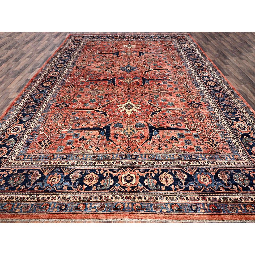 10'1" x 13'10" New Hand Knotted Red Wool Rectangle Oriental Rug - MOA1021036