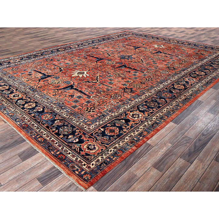 10'1" x 13'10" New Hand Knotted Red Wool Rectangle Oriental Rug - MOA1021036