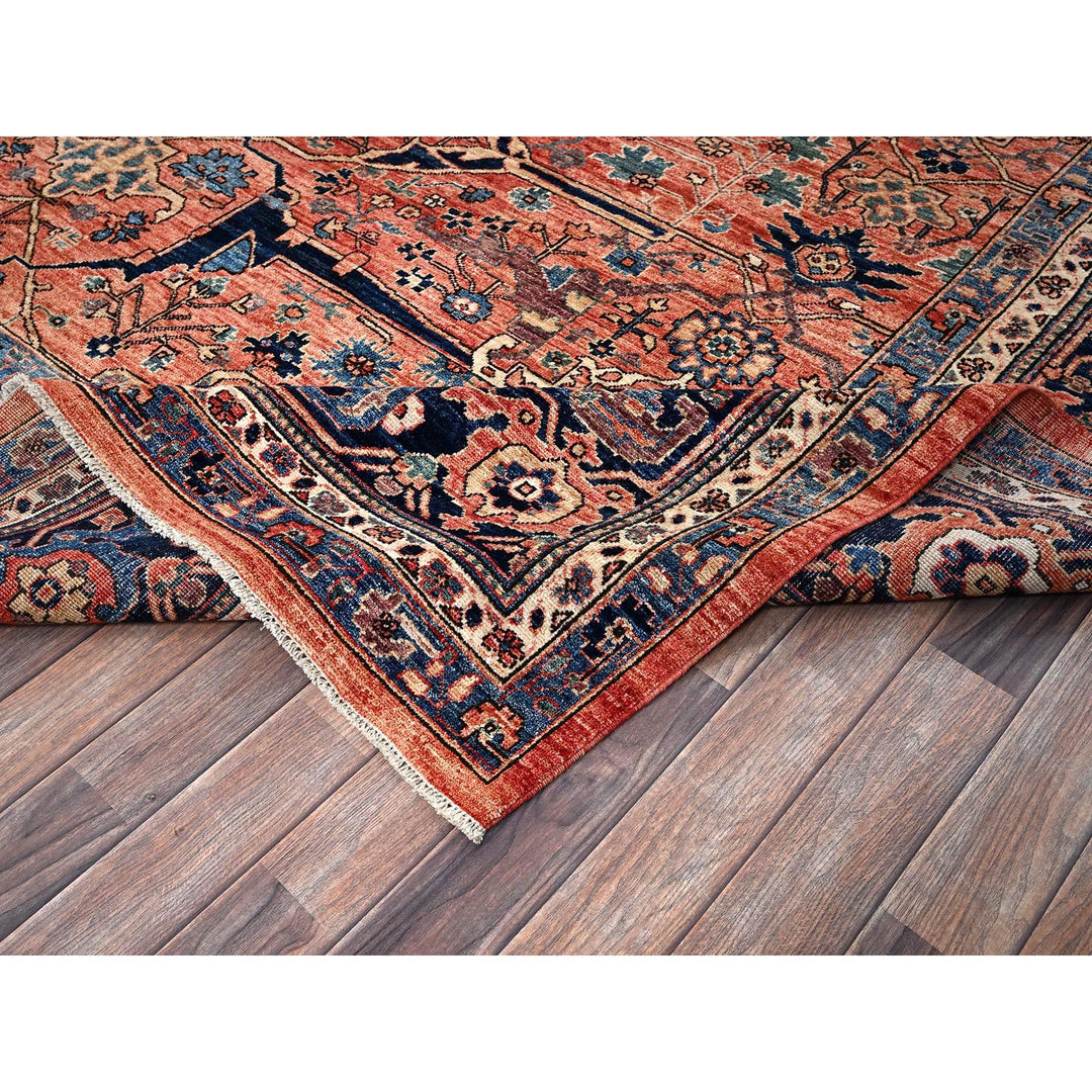10'1" x 13'10" New Hand Knotted Red Wool Rectangle Oriental Rug - MOA1021036