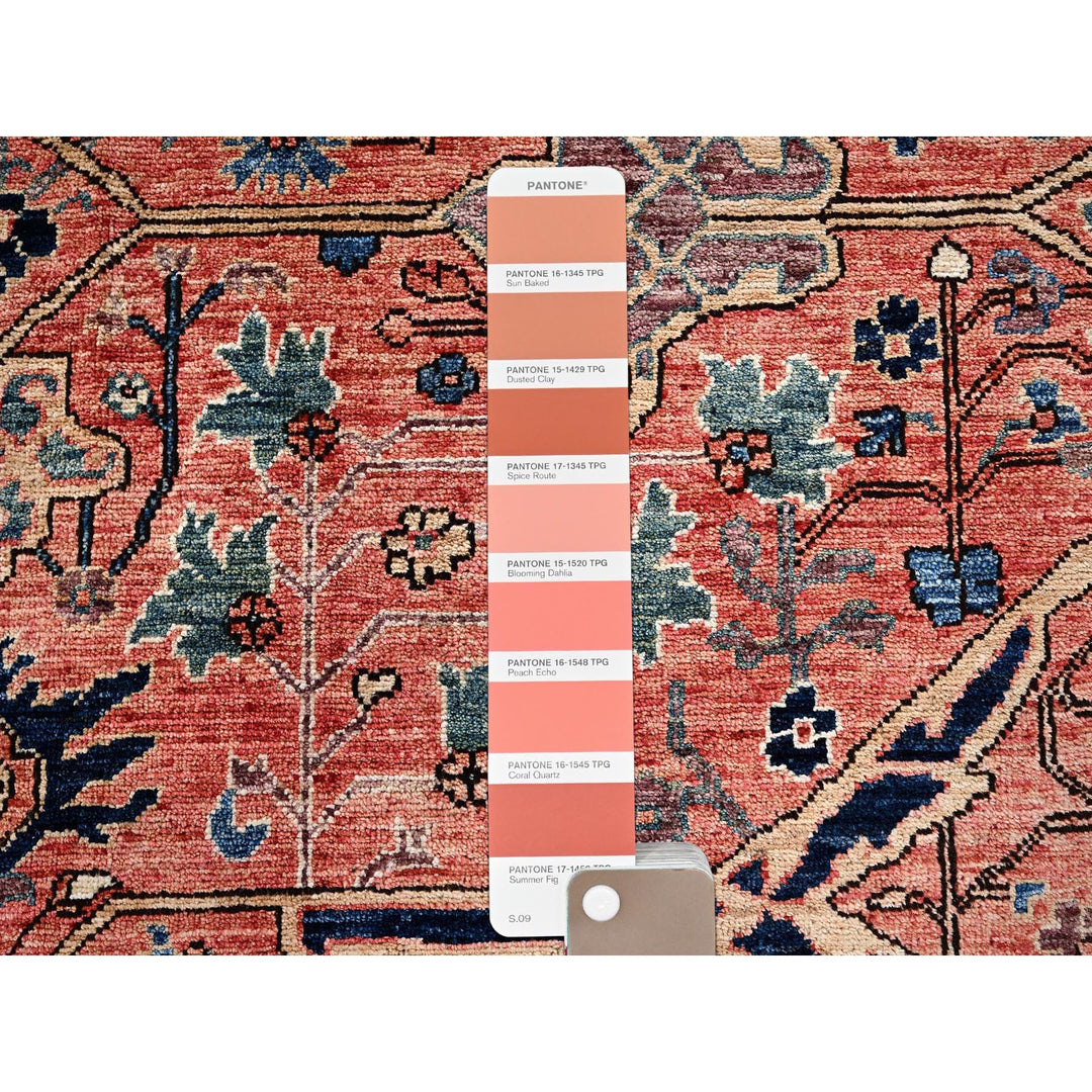 10'1" x 13'10" New Hand Knotted Red Wool Rectangle Oriental Rug - MOA1021036