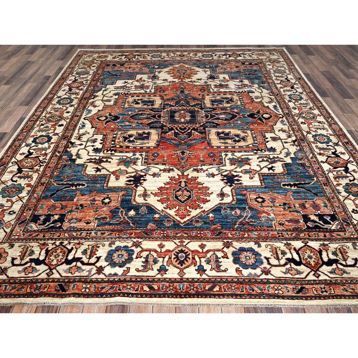 8'1" x 9'8" New Hand Knotted Ivory Wool Rectangle Oriental Rug - MOA1021037