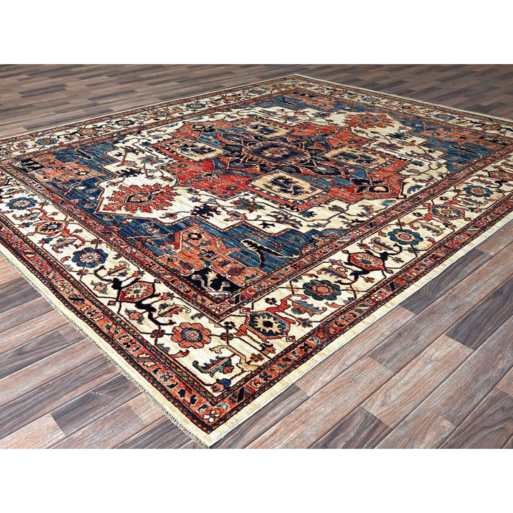8'1" x 9'8" New Hand Knotted Ivory Wool Rectangle Oriental Rug - MOA1021037