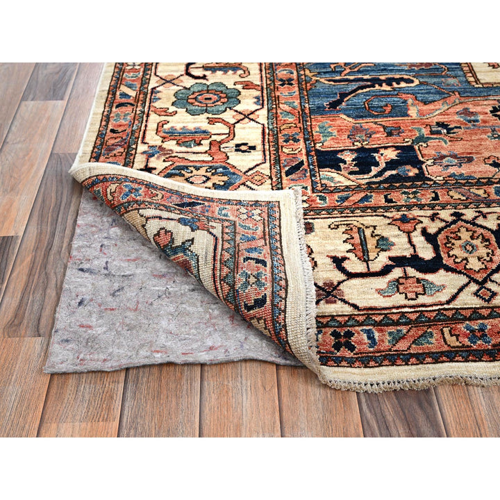 8'1" x 9'8" New Hand Knotted Ivory Wool Rectangle Oriental Rug - MOA1021037