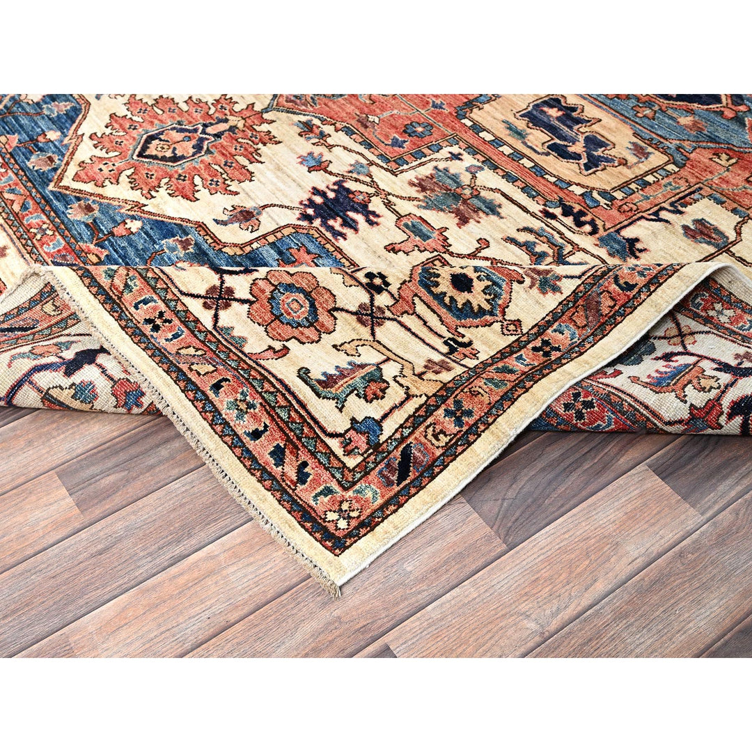 8'1" x 9'8" New Hand Knotted Ivory Wool Rectangle Oriental Rug - MOA1021037