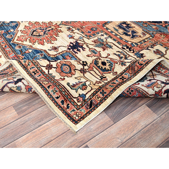 8'1" x 9'8" New Hand Knotted Ivory Wool Rectangle Oriental Rug - MOA1021037