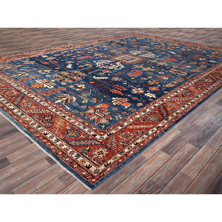 10'0" x 13'10" New Hand Knotted Blue Wool Rectangle Oriental Rug - MOA1021038