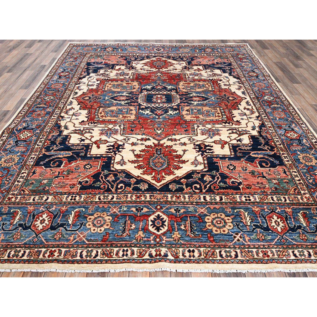8'1" x 10'1" New Hand Knotted Ivory Wool Rectangle Oriental Rug - MOA1021039
