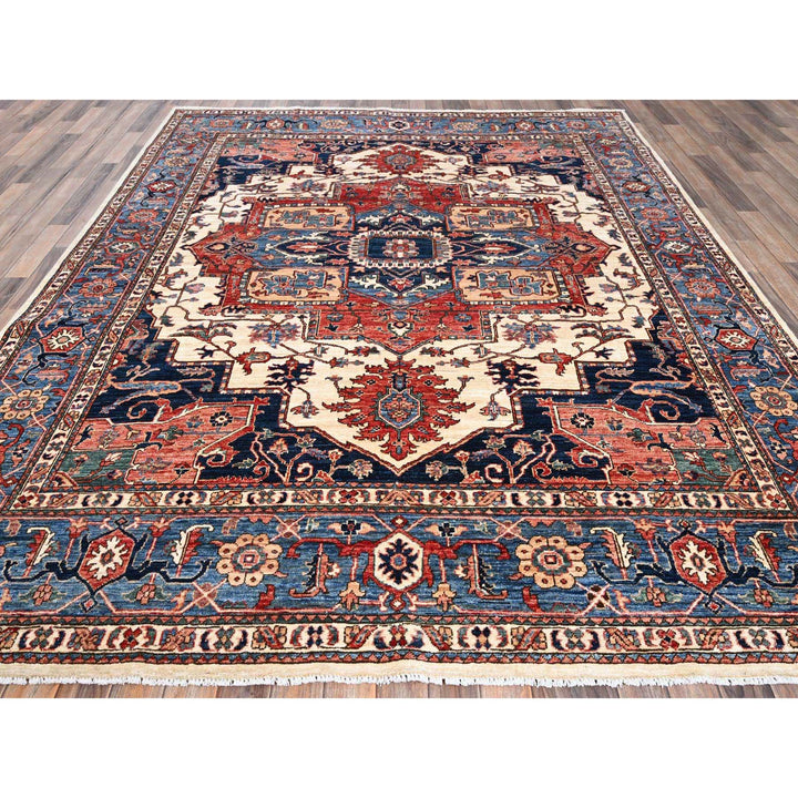 8'1" x 10'1" New Hand Knotted Ivory Wool Rectangle Oriental Rug - MOA1021039