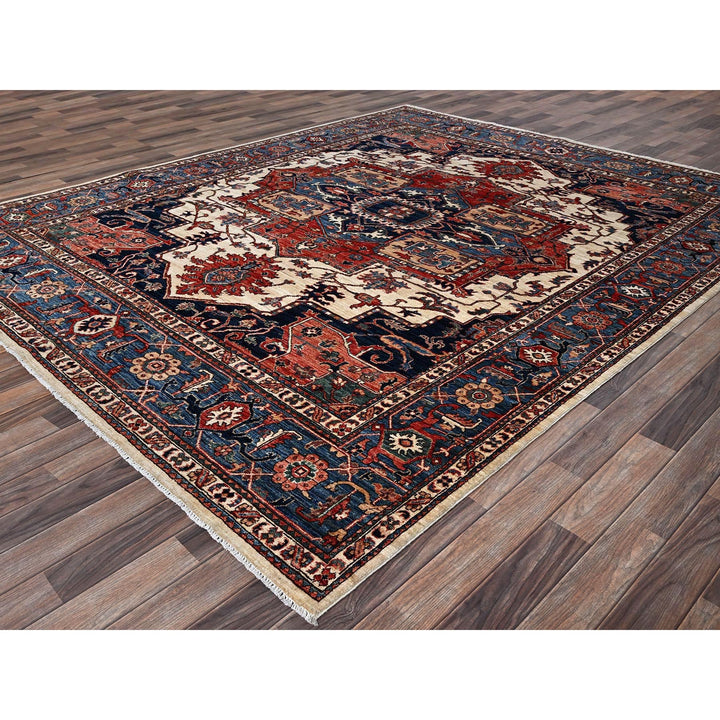 8'1" x 10'1" New Hand Knotted Ivory Wool Rectangle Oriental Rug - MOA1021039