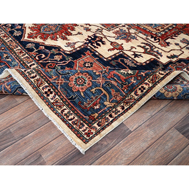 8'1" x 10'1" New Hand Knotted Ivory Wool Rectangle Oriental Rug - MOA1021039