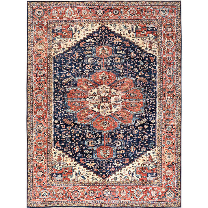 10'1" x 14'0" New Hand Knotted Blue Wool Rectangle Oriental Rug - MOA1021040