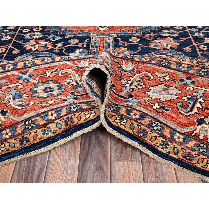 10'1" x 14'0" New Hand Knotted Blue Wool Rectangle Oriental Rug - MOA1021040
