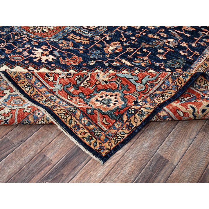 10'1" x 14'0" New Hand Knotted Blue Wool Rectangle Oriental Rug - MOA1021040