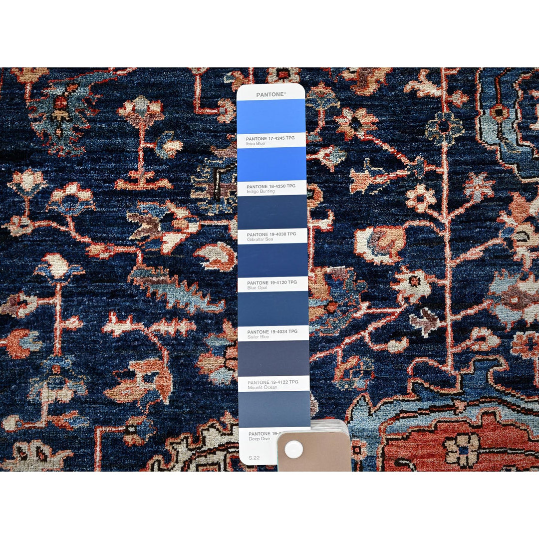 10'1" x 14'0" New Hand Knotted Blue Wool Rectangle Oriental Rug - MOA1021040