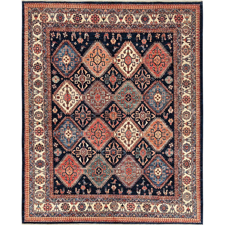 8'2" x 10'0" New Hand Knotted Blue Wool Rectangle Oriental Rug - MOA1021041