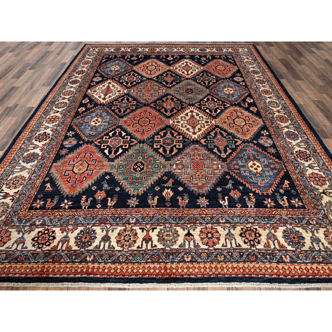 8'2" x 10'0" New Hand Knotted Blue Wool Rectangle Oriental Rug - MOA1021041