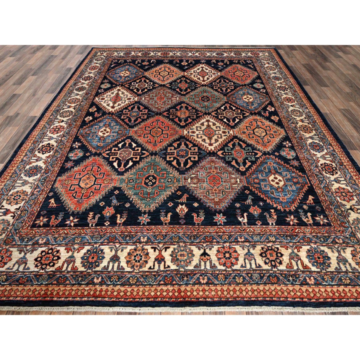 8'2" x 10'0" New Hand Knotted Blue Wool Rectangle Oriental Rug - MOA1021041