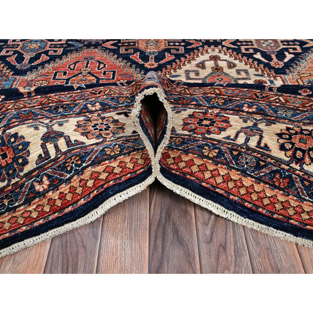 8'2" x 10'0" New Hand Knotted Blue Wool Rectangle Oriental Rug - MOA1021041