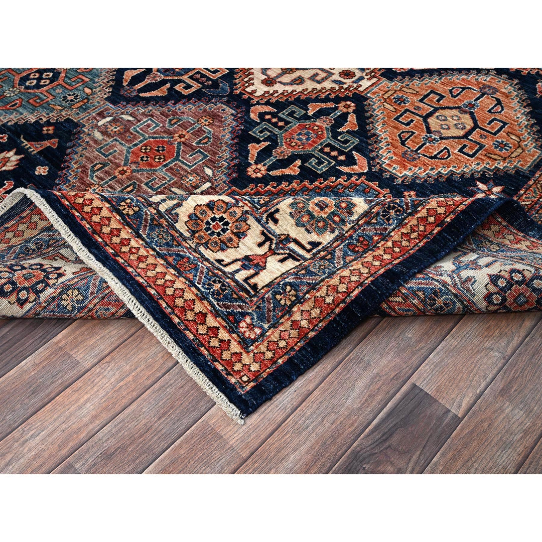 8'2" x 10'0" New Hand Knotted Blue Wool Rectangle Oriental Rug - MOA1021041