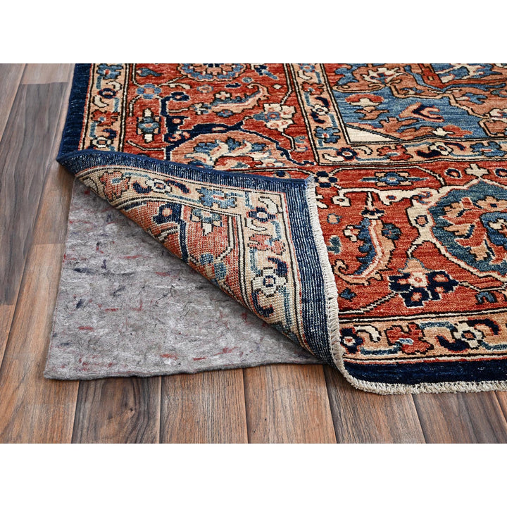 9'0" x 12'1" New Hand Knotted Blue Wool Rectangle Oriental Rug - MOA1021042