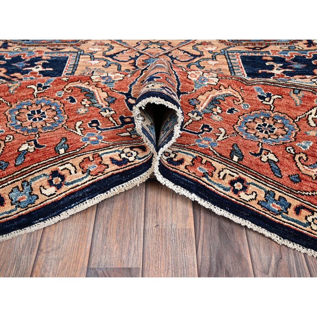 9'0" x 12'1" New Hand Knotted Blue Wool Rectangle Oriental Rug - MOA1021042