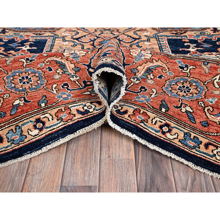9'0" x 12'1" New Hand Knotted Blue Wool Rectangle Oriental Rug - MOA1021042