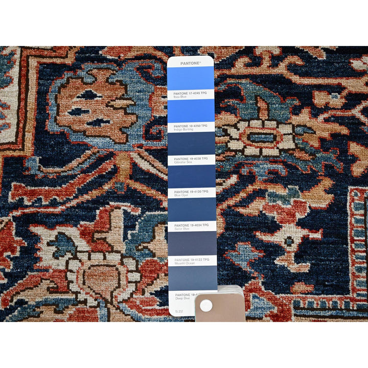 9'0" x 12'1" New Hand Knotted Blue Wool Rectangle Oriental Rug - MOA1021042