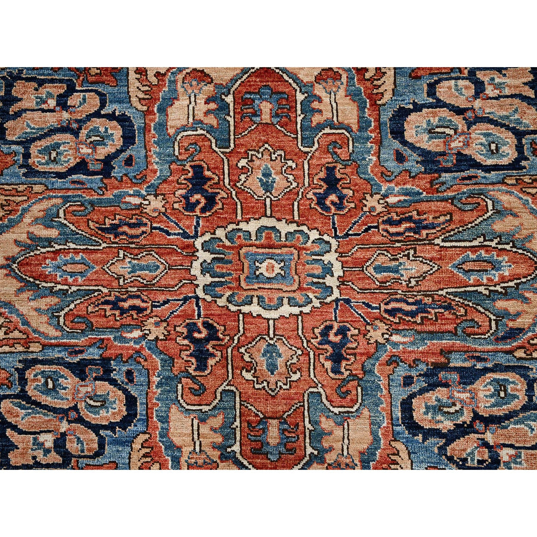 9'0" x 12'1" New Hand Knotted Blue Wool Rectangle Oriental Rug - MOA1021042