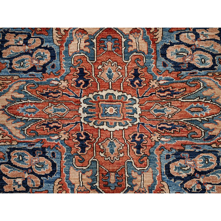 9'0" x 12'1" New Hand Knotted Blue Wool Rectangle Oriental Rug - MOA1021042