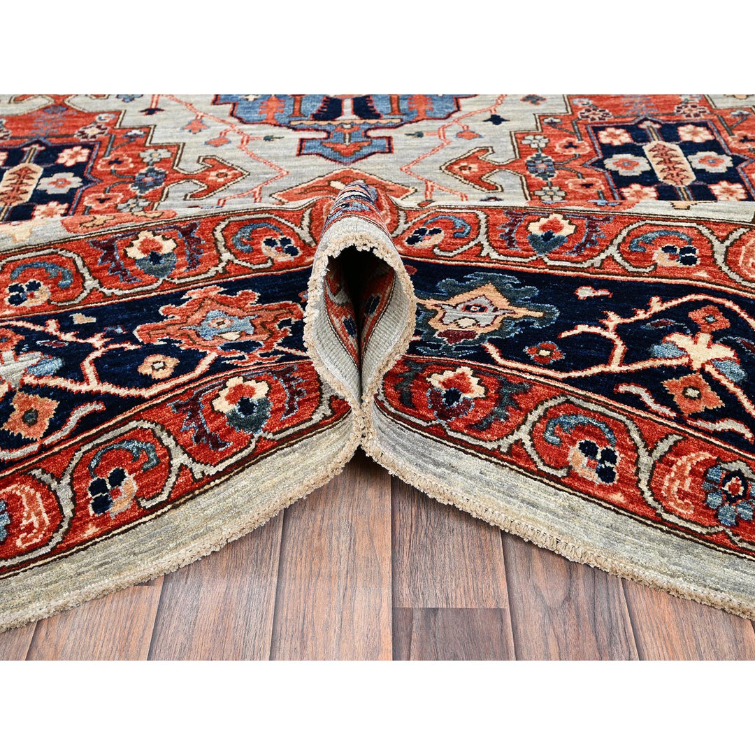 8'10" x 11'10" New Hand Knotted Grey Wool Rectangle Oriental Rug - MOA1021043