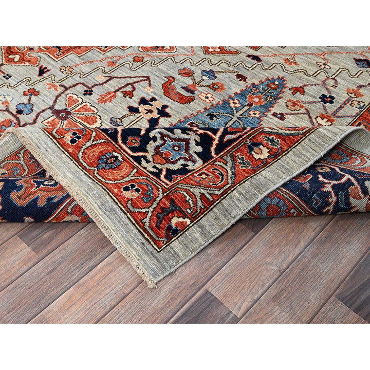 8'10" x 11'10" New Hand Knotted Grey Wool Rectangle Oriental Rug - MOA1021043