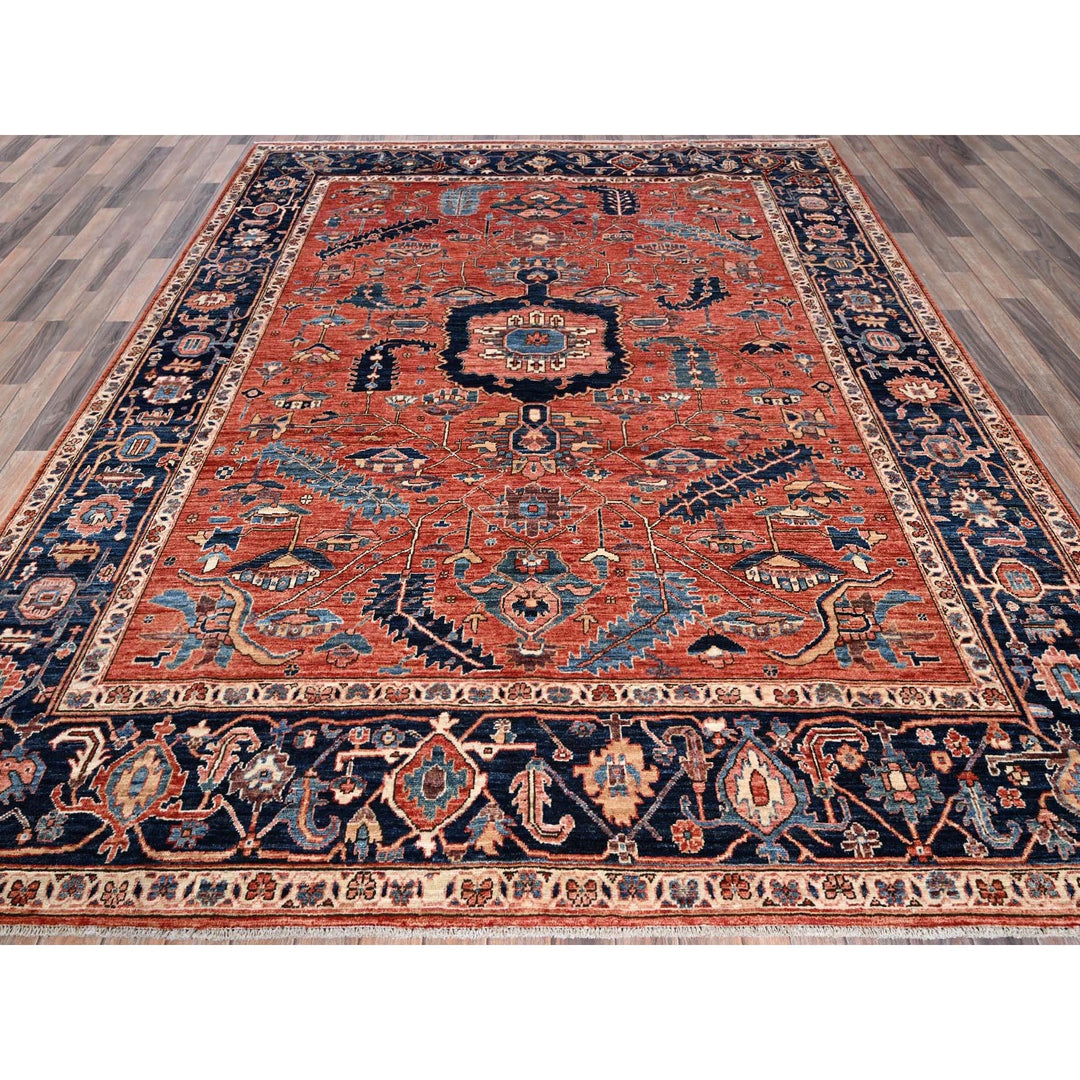 8'1" x 10'0" New Hand Knotted Red Wool Rectangle Oriental Rug - MOA1021044