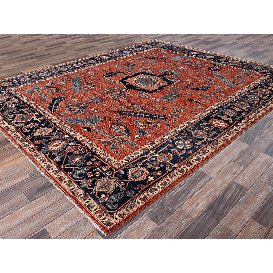 8'1" x 10'0" New Hand Knotted Red Wool Rectangle Oriental Rug - MOA1021044