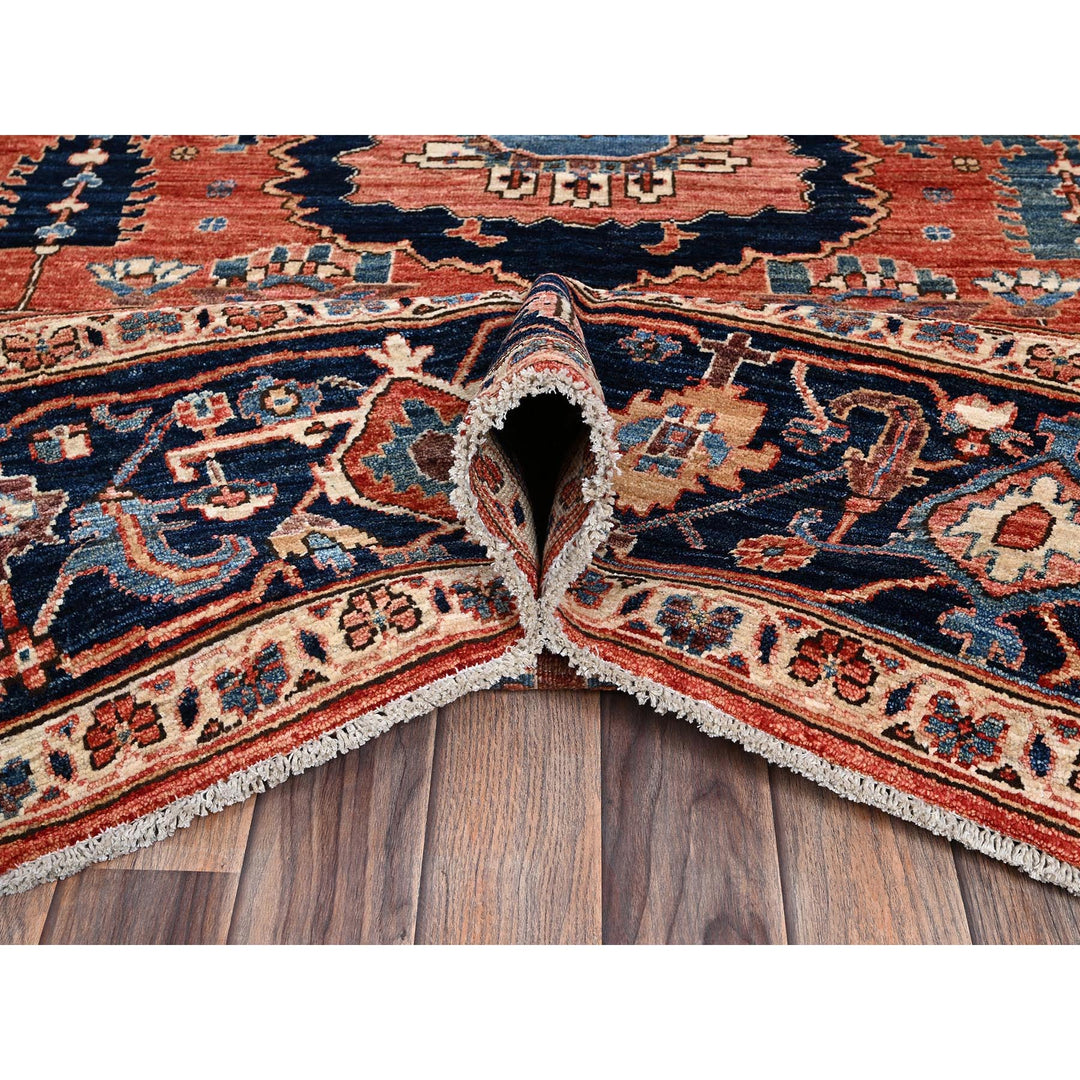 8'1" x 10'0" New Hand Knotted Red Wool Rectangle Oriental Rug - MOA1021044