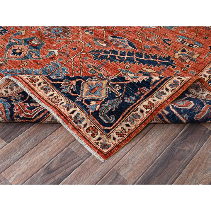 8'1" x 10'0" New Hand Knotted Red Wool Rectangle Oriental Rug - MOA1021044