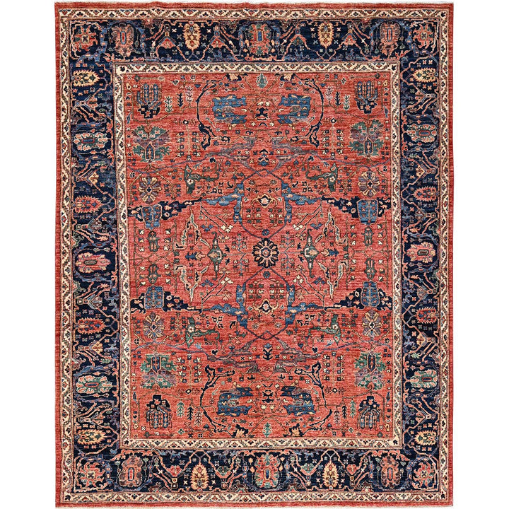 7'11" x 10'4" New Hand Knotted Red Wool Rectangle Oriental Rug - MOA1021045