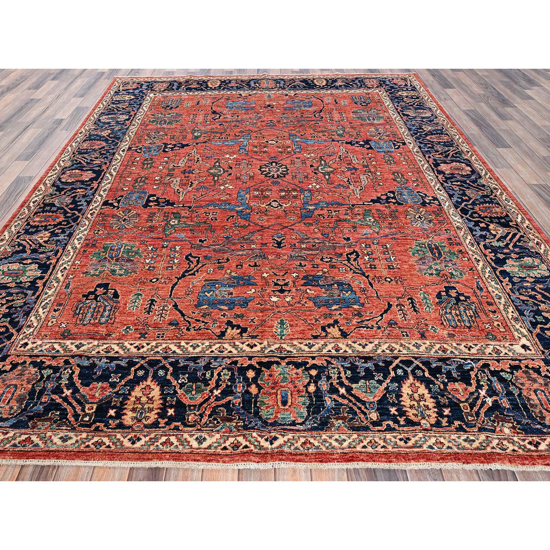 7'11" x 10'4" New Hand Knotted Red Wool Rectangle Oriental Rug - MOA1021045
