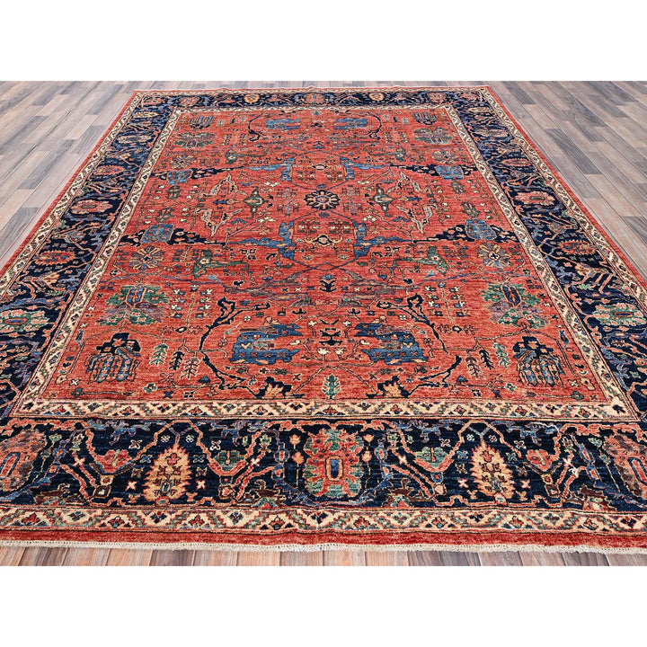 7'11" x 10'4" New Hand Knotted Red Wool Rectangle Oriental Rug - MOA1021045