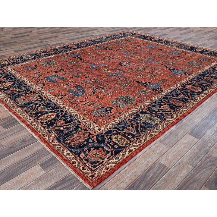 7'11" x 10'4" New Hand Knotted Red Wool Rectangle Oriental Rug - MOA1021045
