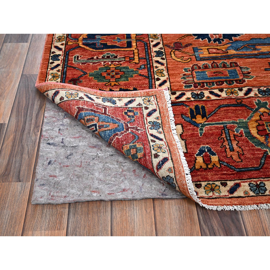 8'1" x 9'8" New Hand Knotted Orange Wool Rectangle Oriental Rug - MOA1021046