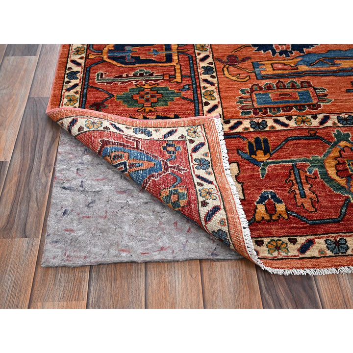 8'1" x 9'8" New Hand Knotted Orange Wool Rectangle Oriental Rug - MOA1021046