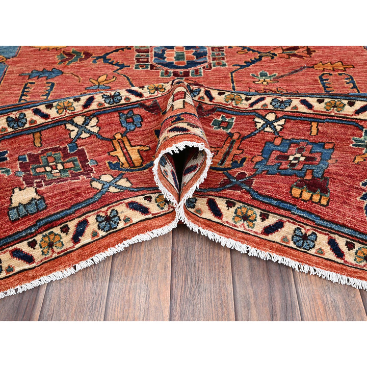 8'1" x 9'8" New Hand Knotted Orange Wool Rectangle Oriental Rug - MOA1021046