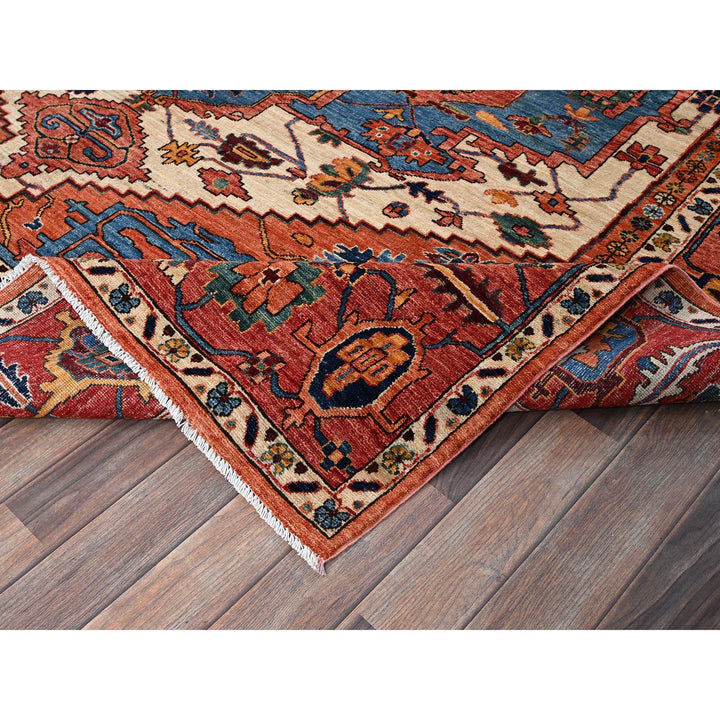8'1" x 9'8" New Hand Knotted Orange Wool Rectangle Oriental Rug - MOA1021046