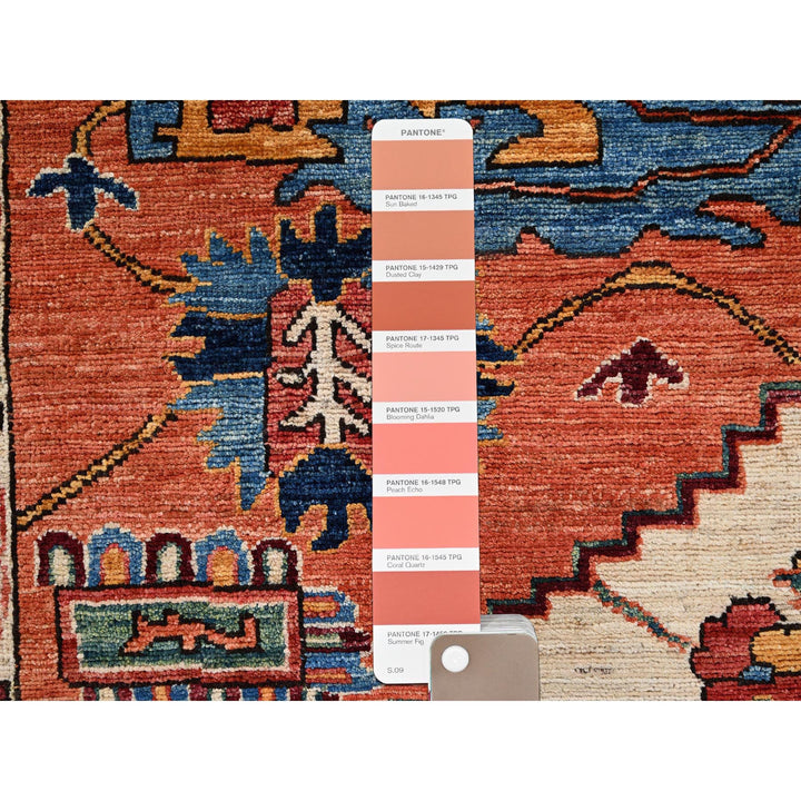 8'1" x 9'8" New Hand Knotted Orange Wool Rectangle Oriental Rug - MOA1021046