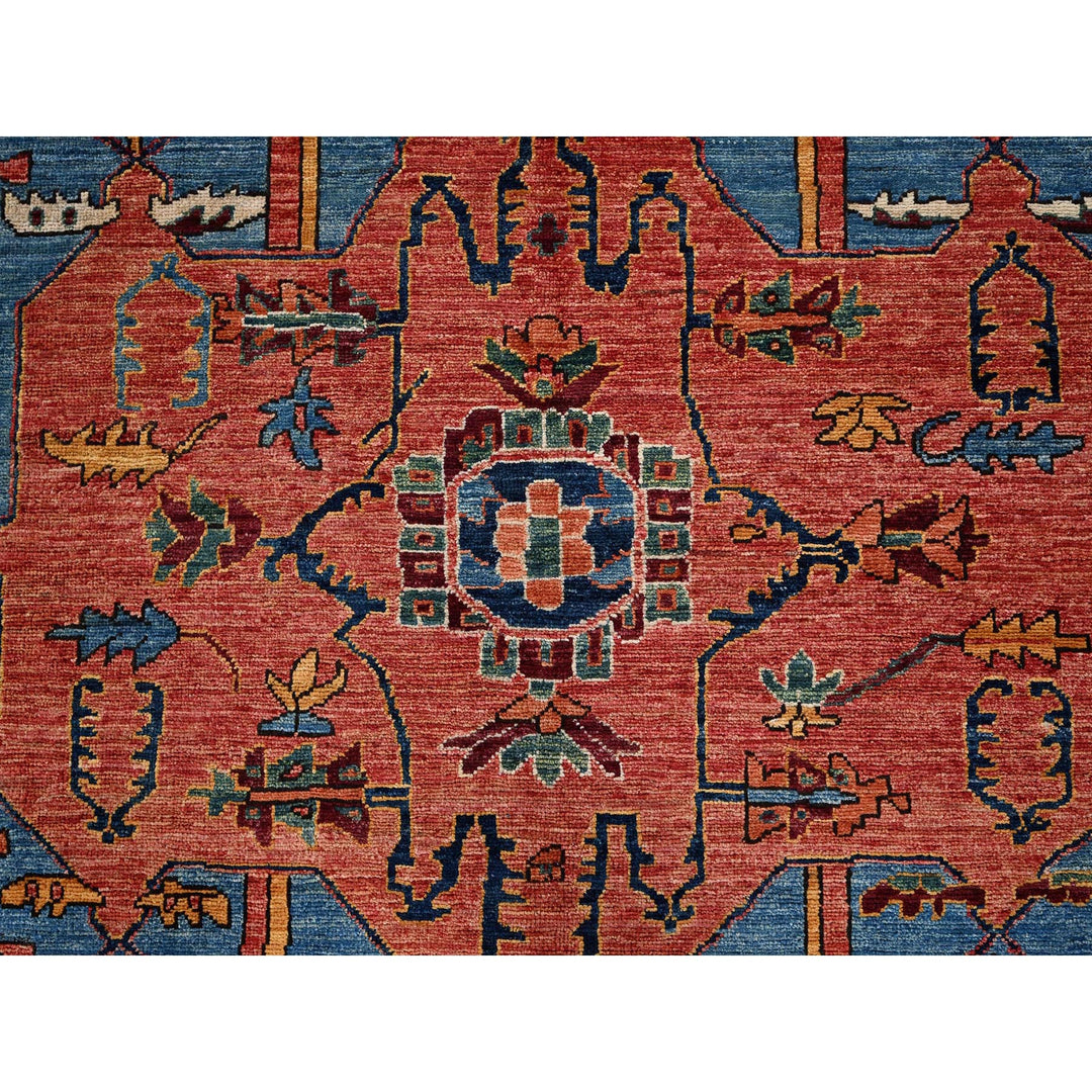 8'1" x 9'8" New Hand Knotted Orange Wool Rectangle Oriental Rug - MOA1021046
