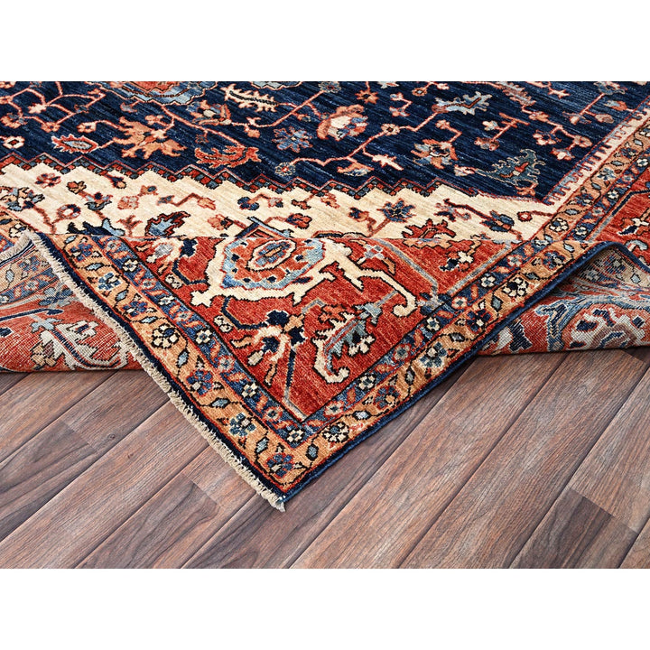 9'2" x 12'8" New Hand Knotted Blue Wool Rectangle Oriental Rug - MOA1021047