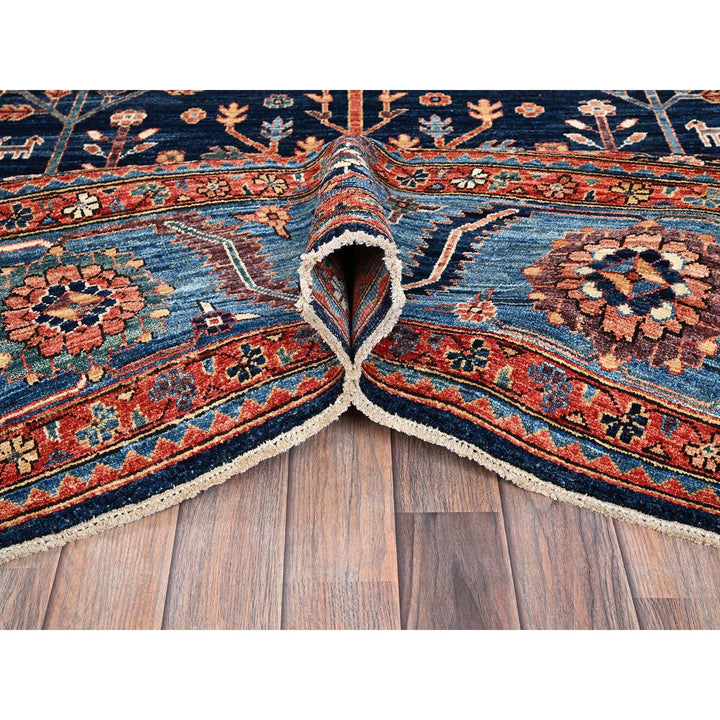 9'2" x 12'1" New Hand Knotted Blue Wool Rectangle Oriental Rug - MOA1021048