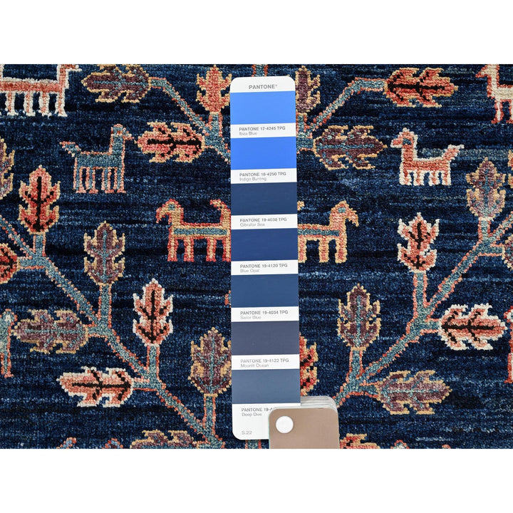 9'2" x 12'1" New Hand Knotted Blue Wool Rectangle Oriental Rug - MOA1021048