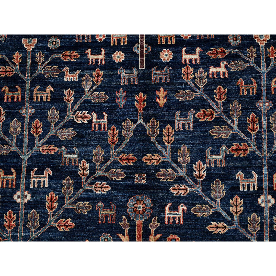 9'2" x 12'1" New Hand Knotted Blue Wool Rectangle Oriental Rug - MOA1021048