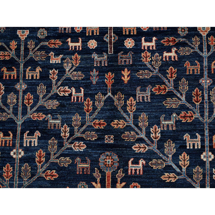 9'2" x 12'1" New Hand Knotted Blue Wool Rectangle Oriental Rug - MOA1021048